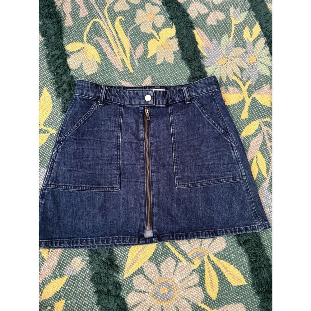 Madewell mini Jean Skirt with Full Zip Denim High Waisted Skirt Size 28